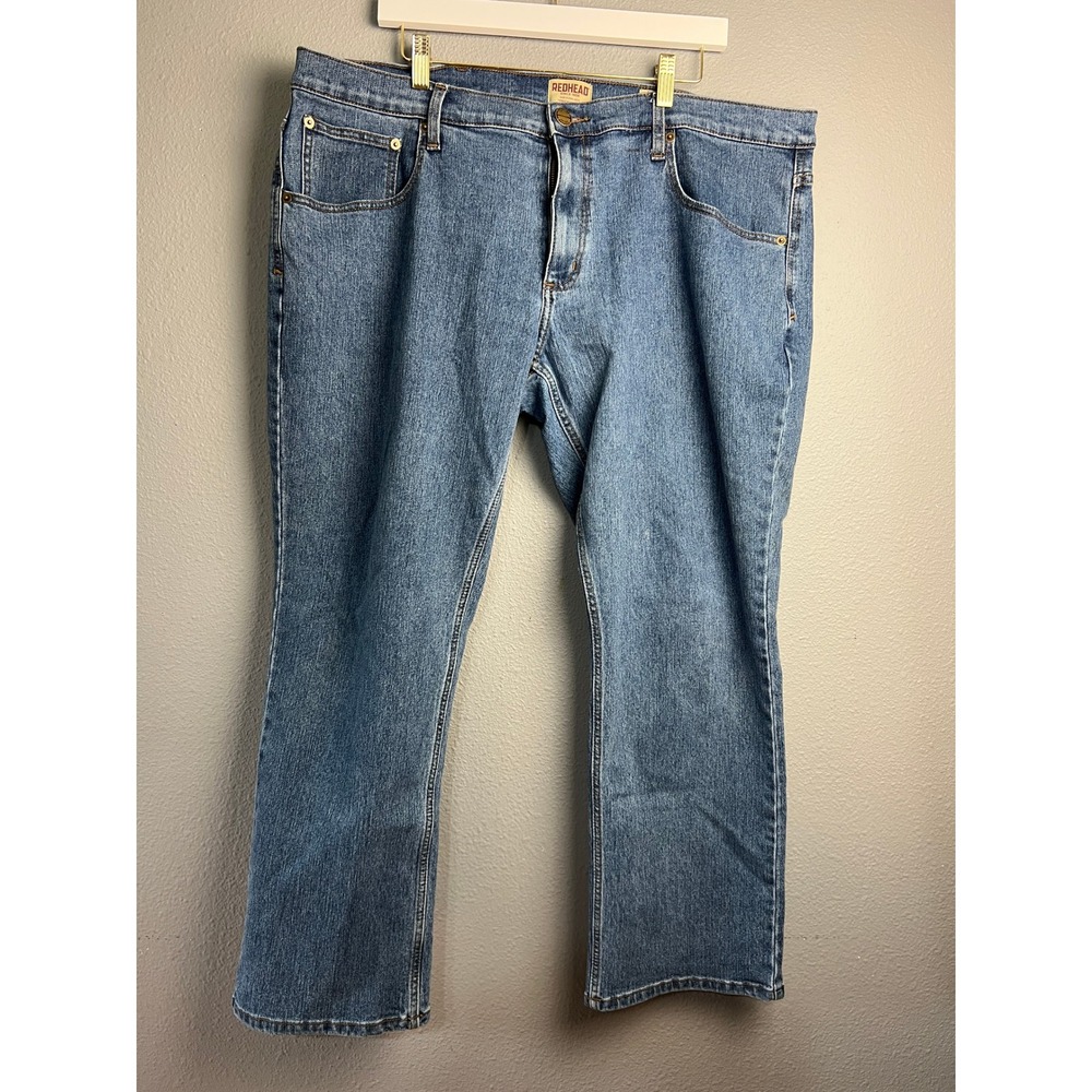 RedHead Mens Straight Leg Baggy Comfy Work Blue Denim Jeans 40x30 Mid Rise